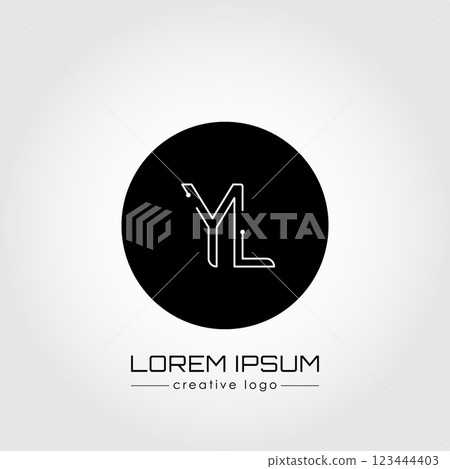 The creative logo is the letter Y and L. A design element of a logo, business card, corporate sign or monogram. The idea of a thematic design 123444403
