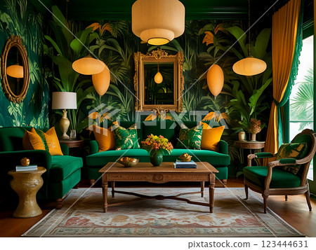 Living room design, tropical style, living room model 123444631