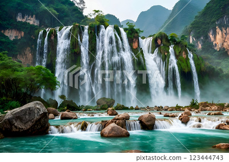 waterfall in the mountains 123444743