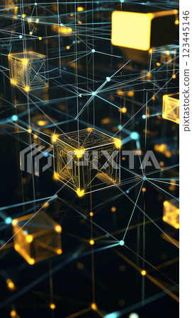 Blockchain and Cryptocurrency Concept with Glowing Network. High quality illustration 123445146