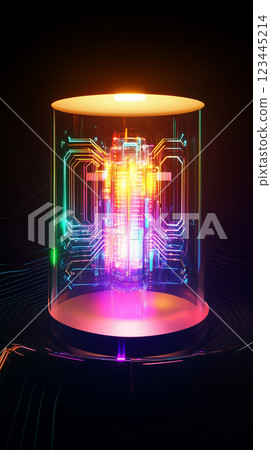 A photorealistic visualization of quantum computing, featuring glowing circuits, holographic data streams, and vibrant colors. A photorealistic visualization of quantum computing, featuring glowing circuits, holographic data streams, and vibrant colors. 123445214