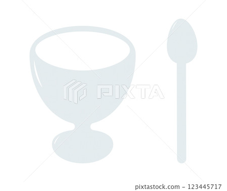 Stylized Empty Boiled Egg holder and small spoon Breakfast Devices in pale gray Egg Day element idea Stylized Empty Boiled Egg holder and small spoon Breakfast Devices in pale gray Egg Day element idea 123445717