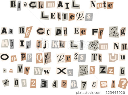 Cut out ransom kidnapper letters 123445920