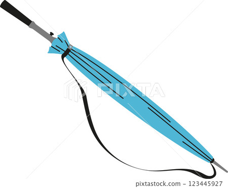 closed blue cane walking umbrella vector illustration 123445927