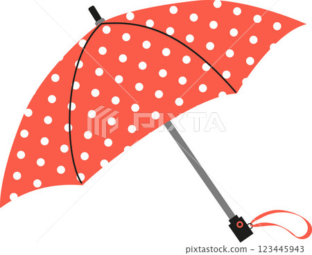 red polka dots umbrella isolated on transparent bg 123445943