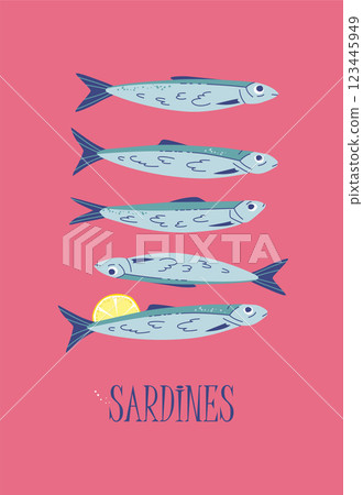 Sardines Retro Poster for Kitchen or Bar 123445949
