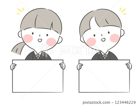 Illustration of a Student Holding a Blank Board 123446229