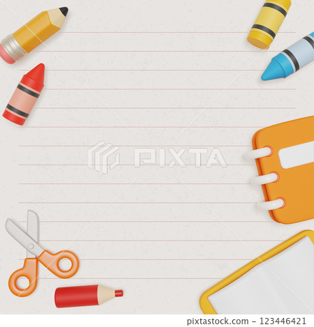 notebook background school supplies 3D graphics notebook background school supplies 3D graphics 123446421