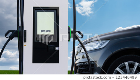 Close-up of electric vehicles charging station Close-up of electric vehicles charging station 123446499