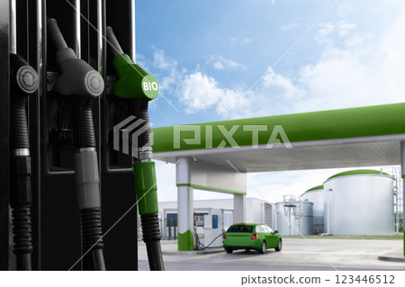 Refuelling car with bio fuel. Carbon neutral transportation.. Refuelling car with bio fuel. Carbon neutral transportation.. 123446512