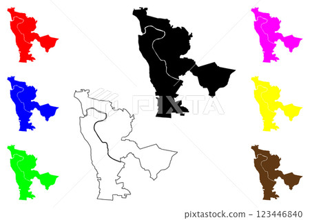 Teresina city (Federative Republic of Brazil, Piaui state) map vector illustration, scribble sketch Teresina map 123446840