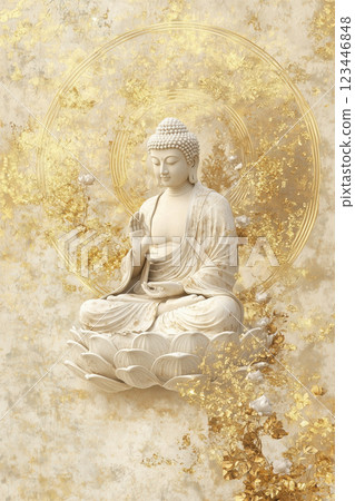 佛陀坐在蓮花上,是佛教的象徵 佛陀坐在蓮花上,是佛教的象徵 123446848