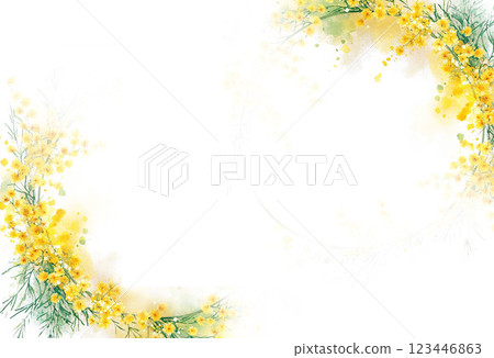 美麗的含羞草水彩插畫背景 生成式 AI 123446863
