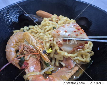 Instant Ramen with Korean red snow crab Instant Ramen with Korean red snow crab 123446935