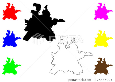 Moca city (Dominican Republic, Hispaniola) map vector illustration, scribble sketch Moca map 123446993