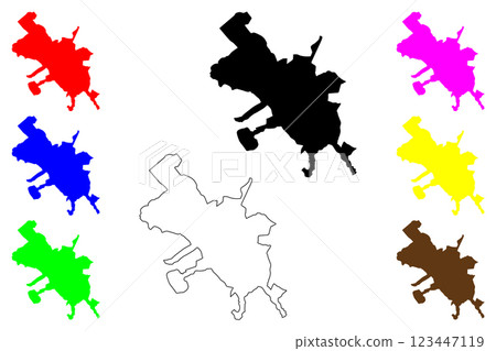 Riobamba city (Republic of Ecuador, Chimborazo Province) map vector illustration, scribble sketch San Pedro de Riobamba map 123447119