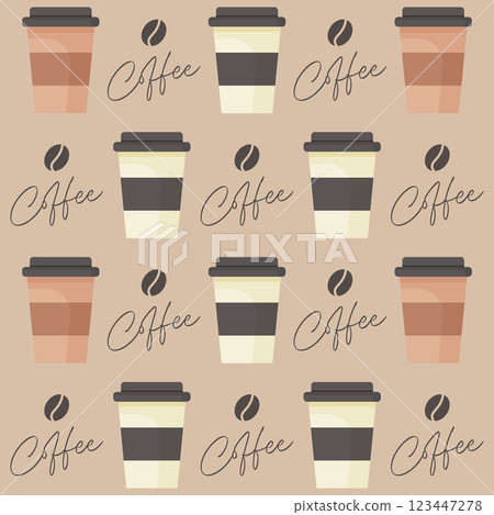 Seamless pattern with takeaway coffee cups flat vector illustration 123447278