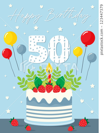 happy 50 birthday card flat vector illustration 123447379