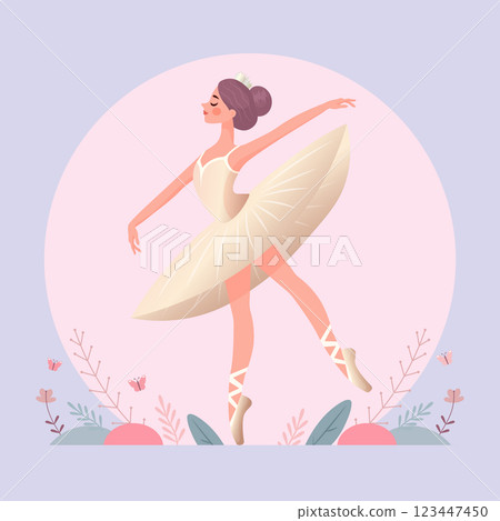 flat vector illustration of beautiful ballerina dancing in pastel colors flat vector illustration of beautiful ballerina dancing in pastel colors 123447450