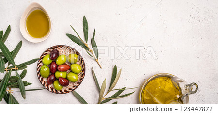 Green and black olives 123447872