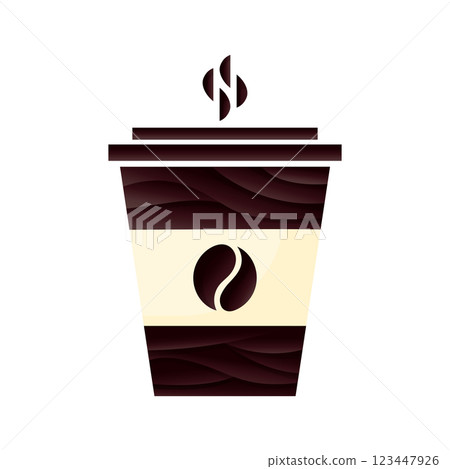 Coffee paper cup flat vector illustration isolated on white background 123447926