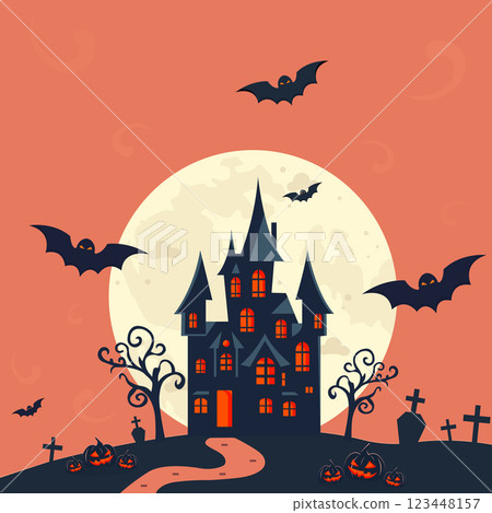 halloween night concept flat vector illustration 123448157