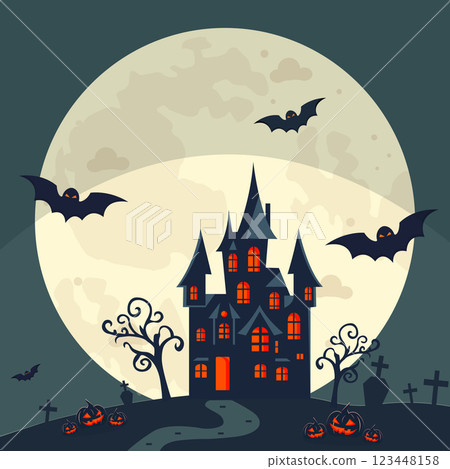 halloween night flat vector illustration 123448158