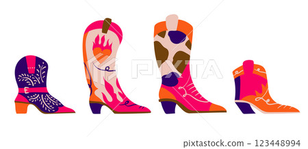 Americans cowboy boots isolated. Vector. 123448994