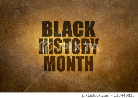 Black History Month - word abstract on goat skin drum, annual observance originating in the United States, where it is also known as African-American History Month 123449023