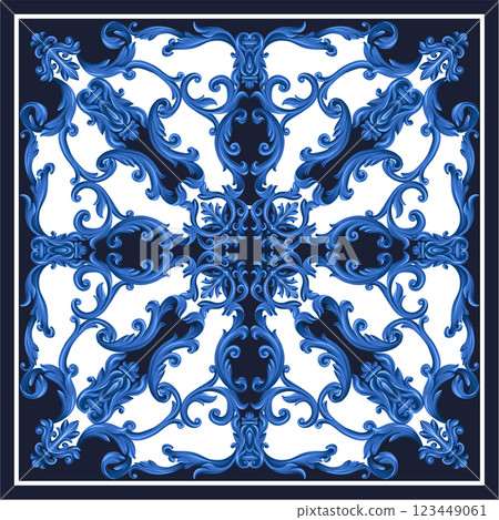 Design scarf with Baroque vintage elements. Vector. 123449061