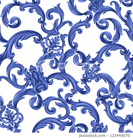Seamless pattern with baroque elements. Vector. Seamless pattern with baroque elements. Vector. 123449070