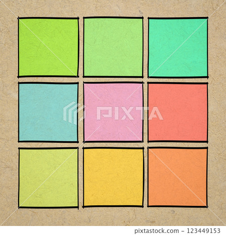 set of colorful, blank, square notes on art paper set of colorful, blank, square notes on art paper 123449153
