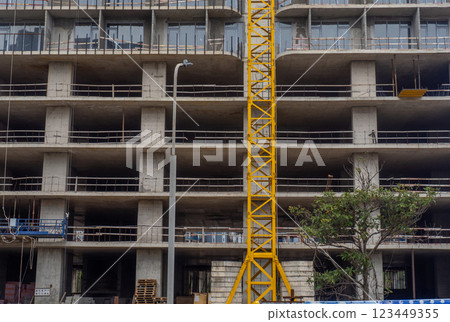 Construction in the city. Construction of high-rise buildings. New buildings in Batumi. 123449355
