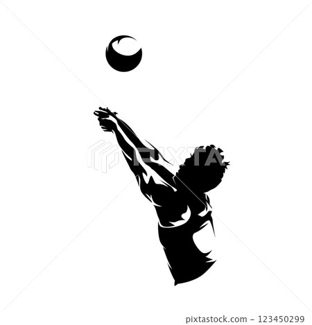 Volleyball player, clip art, isolated vector silhouette. Summer sports, high contrast illustration 123450299
