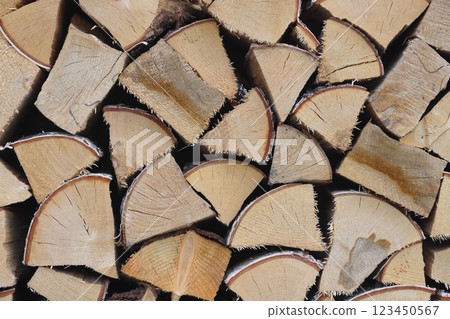 A woodpile of firewood lies in a pile, chopped for burning in the oven 123450567