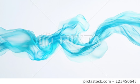 Mesmerizing wave of light blue water captured in motion with floating droplets and silky transparency. Crisp lighting and ultra-realistic liquid physics on a white backdrop. 123450645