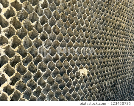 dust buildup on a Crossflow Cellular Drift Eliminators on an industrial cooling tower dust buildup on a Crossflow Cellular Drift Eliminators on an industrial cooling tower 123450725