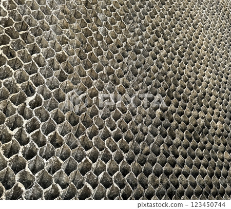 dust buildup on a Crossflow Cellular Drift Eliminators on an industrial cooling tower 123450744