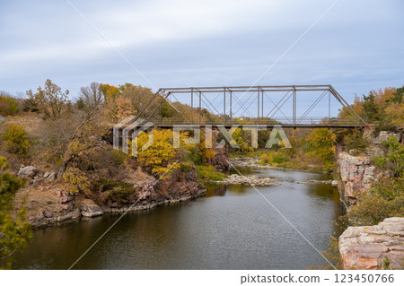 Bridge crossing Split Rock Creek at Palisades State Park, South Dakota Bridge crossing Split Rock Creek at Palisades State Park, South Dakota 123450766