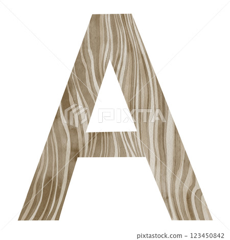 "A" Letter. Watercolor alphabet with wooden texture. Natural font for decorations, postcards, invitations. Perfect for scrapbooking, printing, education, services related to furniture or woodworking. "A" Letter. Watercolor alphabet with wooden texture. Natural font for decorations, postcards, invitations. Perfect for scrapbooking, printing, education, services related to furniture or woodworking. 123450842