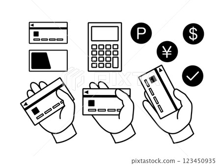 Credit card payment line drawing illustration Credit card payment line drawing illustration 123450935