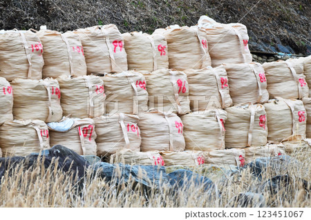 Disaster image (flood damage, heavy rain disaster, restoration, embankment construction) Disaster image (flood damage, heavy rain disaster, restoration, embankment construction) 123451067