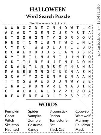 Fun and Spooky Halloween Word Search Puzzle for Kids, Teens, and Adults - Free Printable Activity for Learning and Entertainment 123451190