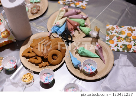 Festive Cookie Decorating Station featuring an array of Colorful Icing options for creativity 123451237