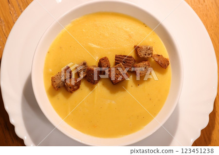 Creamy Soup with Croutons A Delightful Comfort Dish Perfect for Any Occasion or Meal 123451238