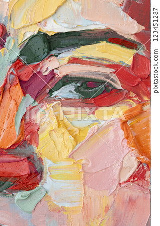 Fragments of portrait of a girl in an expressive oil painting created with a palette knife Fragments of portrait of a girl in an expressive oil painting created with a palette knife 123451287