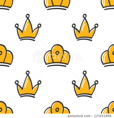 Seamless pattern with hand drawn crowns on white background. Queen or king doodle crowns background. Simple print. Seamless pattern with hand drawn crowns on white background. Queen or king doodle crowns background. Simple print. 123451898