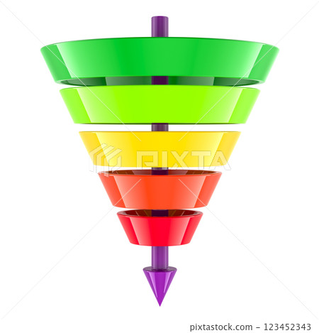 Marketing funnel or sales funnel. 3D rendering 123452343