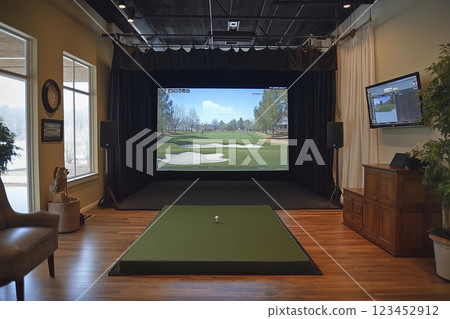 Indoor golf sumulator. Golf room 123452912