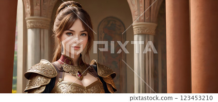 Beautiful woman in golden armor 123453210